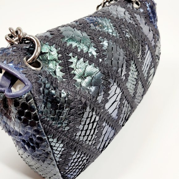 Chanel Python Flap Bag Crochet Stitch Navy Blue - Picture 5 of 14